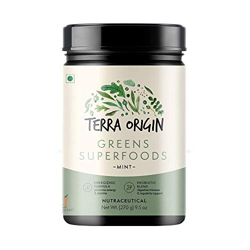 Terra Origin Greens Powder For Immune Defense And Digestive Support | With Spirulina, Probiotics, Organic Vegetables, Digestive Enzymes | Non-Gmo | 30 Servings | Mint Flavor #TOP4