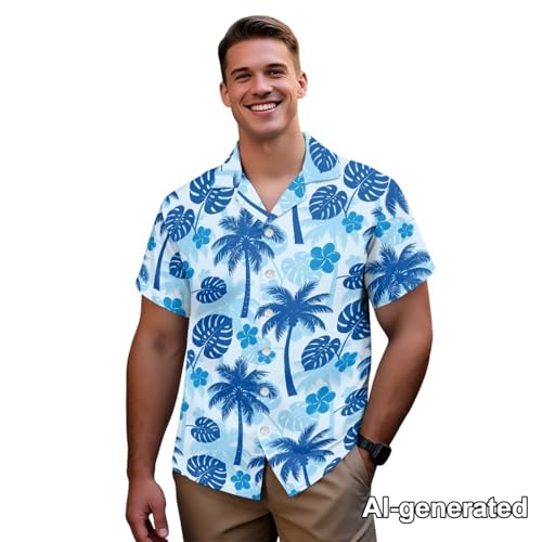 Image of Hawaii Matching Couple Outfits Husband and Wife Clothing Fashionable Mens Casual Shirts Hawaii Dress with Soft Fabric