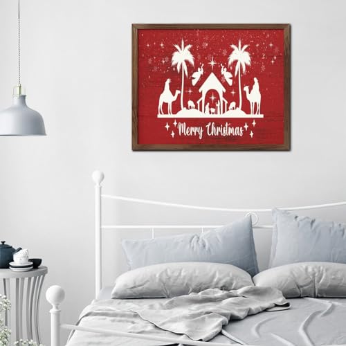 Panneau mural Jésus en bois antique décor de Noël rétro 40x50 cm - 8