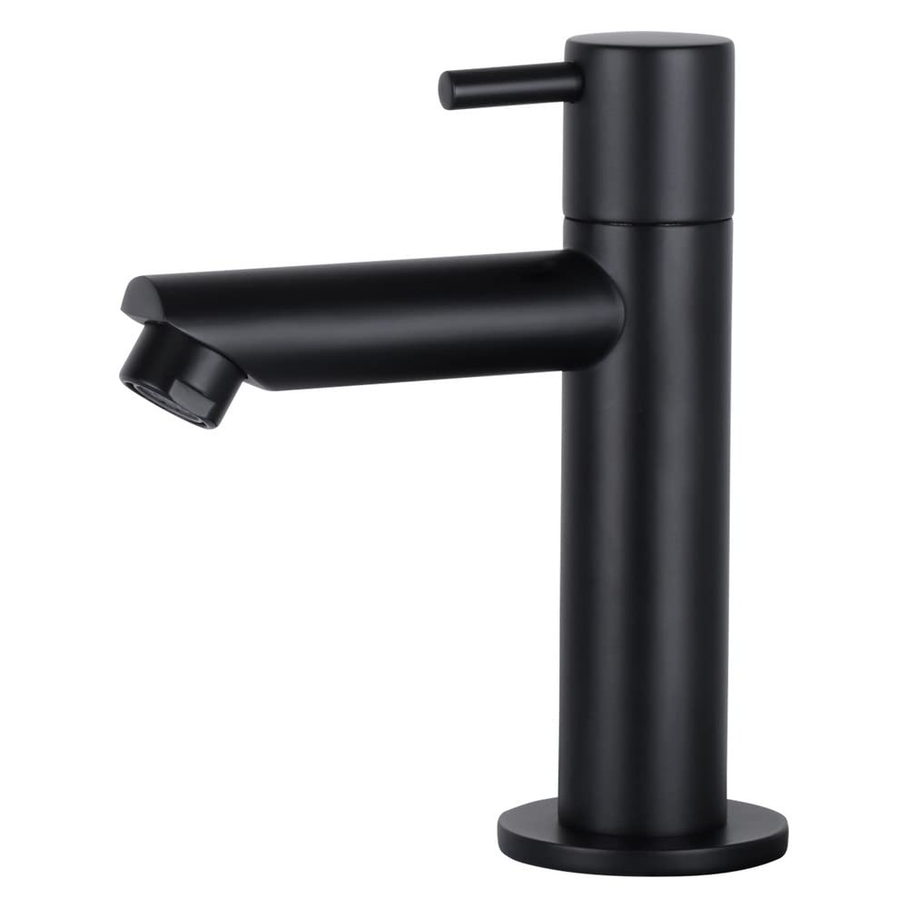 Differnz Jukon Lavabo - Lave main Béton Gris Clair - Robinet Droit Noir Mat - Ensemble Complet - 38,5 x 18,5 x 9 cm