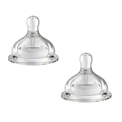 Oberni Teats Size 2, Medium Flow Suitable for 3~6 Months Newborn Baby, Breast-Like Soft Silicone Nipples Fits Oberni Wide-Neck Baby Bottles, Pack of 2