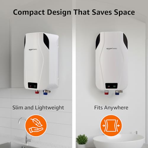 Image of Amazon Basics 3L Instant Water Heater | 3KW | Geyser with PP Body & SS Tank | Corded Electric | Rust Proof | 4 Level Safety | White