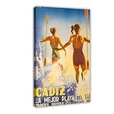 BIRART La Mejor Playa del Sur, Cádiz, España, Póster de viaje vintage, póster de lienzo para decoración de pared, cuadros de 40 x 60 cm