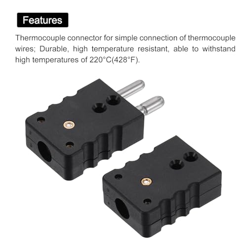 Conectores de cable termopar tipo J MECCANIXITY, adaptador de enchufe hembra redondo negro 4
