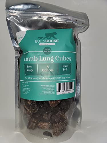 Bullysticks Organic Lamb Lung Dog Treats, Natural Dog Treats for Training and Great Dog Snacks – All Natural (8 oz. Bag)