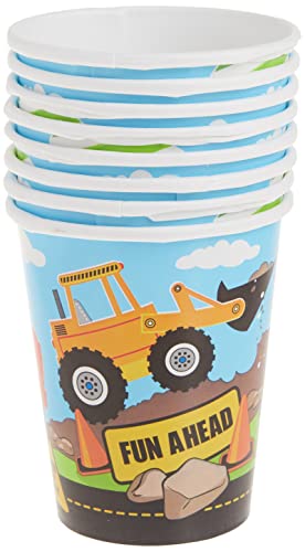 Unique Construction Party Disposable Paper Cups, 9 Oz, Multicolor #TOP2