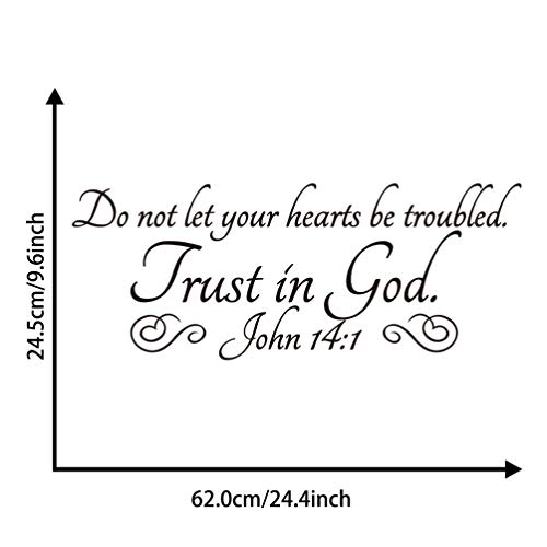 Wall Quotes Sayings Christian Removable Vinyl Peel and Stick Bible Verse DIY Trust in God John 14:1 Wall Stickers Wall Decals - Image 4