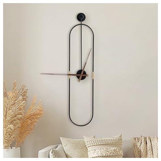 Modern Oval Wall Clock Large Wall Clock with Walnut Pointers for Living Room Home Decor Bedroom Kitchen Office (Oval Black, Large)