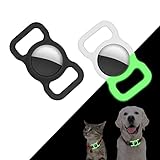 Supet Silikon Schutzhülle für AirTag, Halter kompatibel mit Airtag für Hund Katzenhalsband GPS Tracking Pet Collar Holder (2 Stück, Schwarz + Nachtgrün)