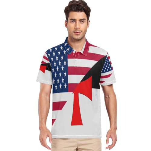 Polo de golf pour homme États-Unis et chevaliers Templar Battle respirant et extensible