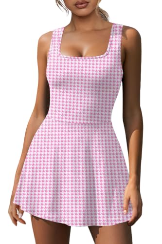 Image of NIASHOT Women's Athletic Dress with Built-in Shorts & Pockets Workout Tennis Golf Active Wear U Neck A-line Dresses