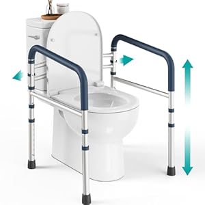Toilet Safety Rails (350 lb) – Adjustable Toilet Safety Frame & Rails, Toilet Safety Rail for Elderly Adults, Toilet Handles for Seniors, Toilet Bars for Elderly, Disabled & Handicap