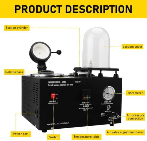 2KG Jewelry Lost Wax Cast Combination Vacuum Investing Casting Smelting Machine