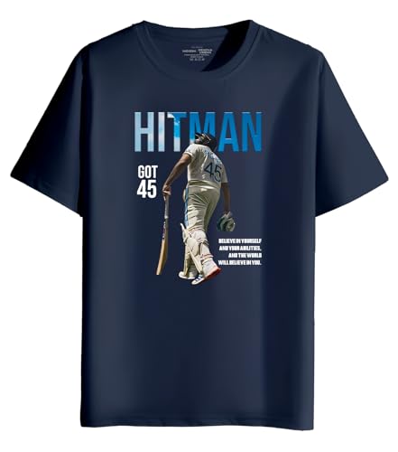 Image of INDISSH T-Shirt for Man | Regular and Plus Size Upto 7XL | Cricket Graphic Printed | Round Neck Cotton Fabric Regular fit Casual T-Shirt for man - RNM-Hitman-PAR