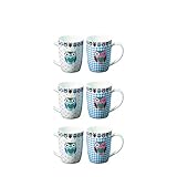 eierbecher wmf Material: Porzellan Boltze Porzellan Becher Motiv Eule 6er Set Blau Kariert und Rot Gepunktet