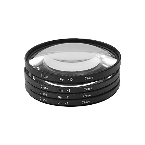 Generic 77 mm Macro Close-Up Close Up Lente Filtro + 1 + 2 + 4 + 10 Kit + Funda para Canon Nikon Sony cámara