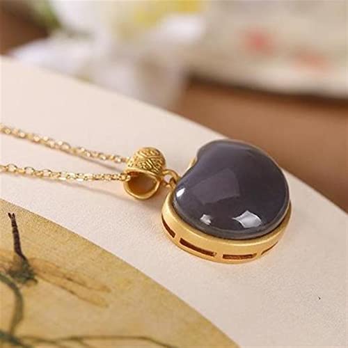 Collier en jade de Hetian vert en argent S925, le cadeau rétro idéal - 2