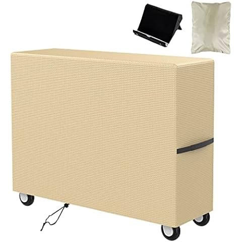 Patio Cooler Cart Cover ,Patio Ice Chest Protective Covers,Waterproof with UV Coating, Rolling Cooler Cart Cover Fits Most 80 Quart , Indoor Outdoor Beverage Cart Cover (Beige-L-43 x 22 x 32inch) Cover