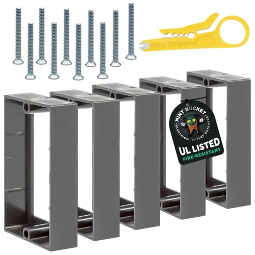 Mint Bucket Brands 3/4 Single Gang Outlet Box Extenders UL Listed Includes Screws and Wire Stripper Tool Electrical Box Extender for Outlets & Switches Pack of 5