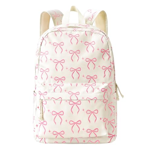BACH AND BOUJEE Mochila feminina fofa com laço rosa para escola, faculdade, viagem, trabalho, escritório, coquete, mochila