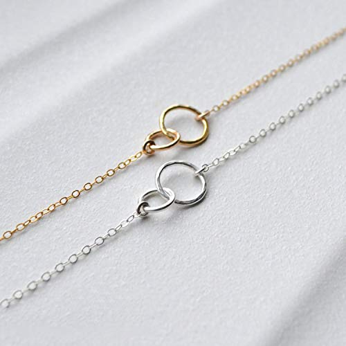 Image of Fettero Pendant Necklace Gold Choker Layered Coin Open Karma Circle Full New Crescent Moon 14K Gold Plated Simple Dainty Necklaces for Women Jewelry Gift