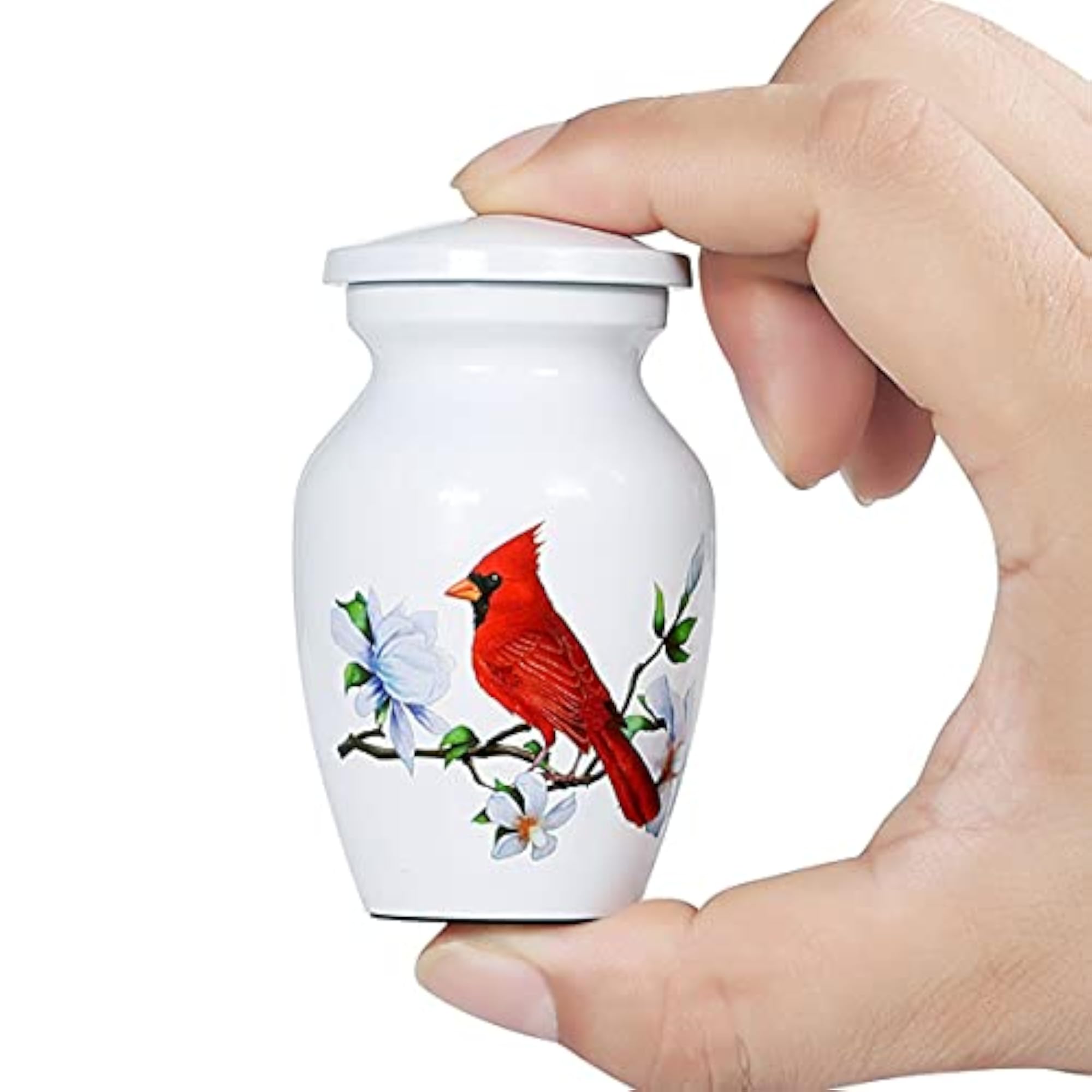 Small Cardinal Urn for Human or Pet Ashes, Mini Funeral Urn