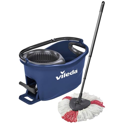 Vileda Turbo EasyWring & Clean Bodenwischer Komplett Set, Wischmopp und Eimer mit PowerSchleuder...