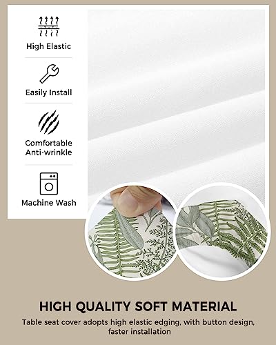 Dining Room Chair Seat Covers, Vintage Green Leaves Summer Tropical Plants Illustration Removable Stretch Chair Seat Cushion Slipcovers Protector For Holiday Party Festival Decoration, Set Of 4 #TOP1