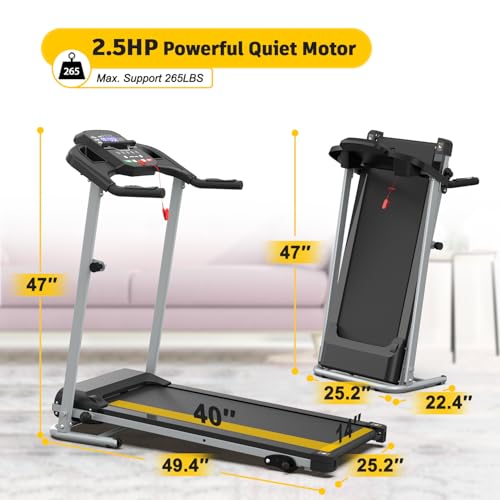 Image of Compact Home Treadmillwith 3-Level Manual Incline, 2.5HP Motor Running Treadmill for Home, Heart Rate Sensor, 0.5-7.5 MPH Speed, LCD Display, 265LBS Capacity for Workout & Fat Loss