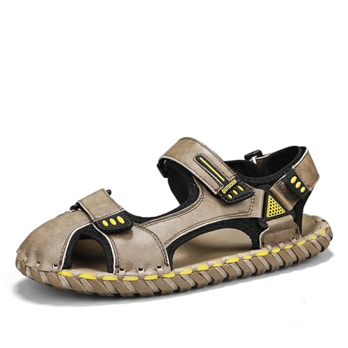 Mens Hiking Sandals Closed Toe Handmade Athletic Sport Sandals Leather Athletic Lightweight Trail Walking Fashion Water Shoes