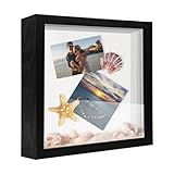 SUNMEG 12x12 Shadow Box Frame Display Case, Wood with Plexiglass, Display Case Box for Memorabilia, Medal, Crafts,Tickets & Photos, Picture Frame for Wall and Tabletop (Black, 12x12)