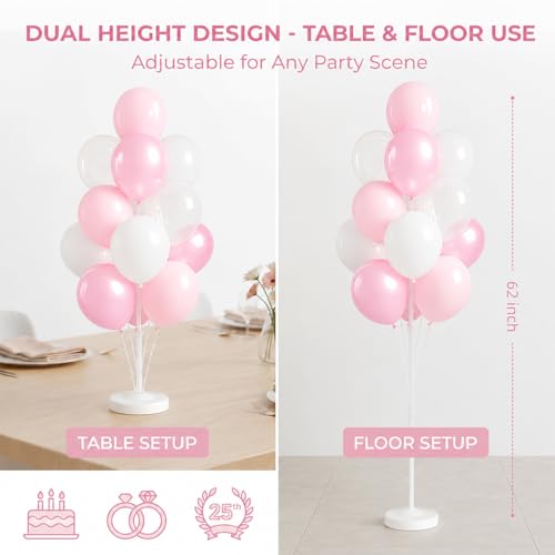 Image of Balloon Column Kit for Floor-Balloon Columns with Stand,Clear Pastel Pearl Pink Balloon Base&Pole Tower Backdrop Decoration for Wedding,Bridal Baby Shower,Birthday Party,Bachelorette