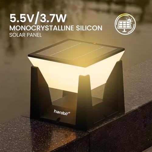 Image of hardoll Solar Gate & Garden Outdoor Lights for Home 4000mAh Battery, Mono Solar Panel, IP54 Waterproof, 40 LEDs, 3 Color Modes (Warm /Cool /Neutral), Dusk-to-Dawn 10-12h Pillar Lamps (Pack of 1)