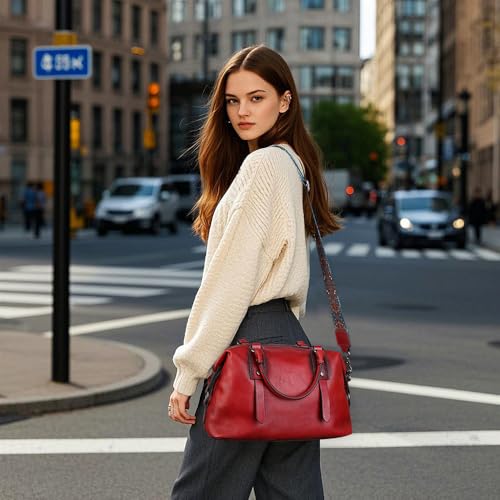 Leather Handbag for Women, Genuine Leather Purses Retro Mandela Crossbody Handbag Tote Bag2