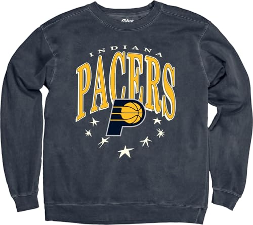 Blue 84 Indiana Pacers NBA Officially Licensed Crewneck Sweatshirt Ringspun Team Color Stars, Medium