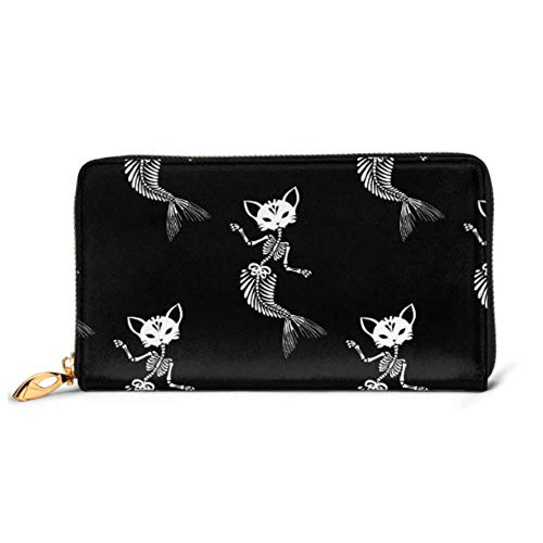 Preisvergleich Produktbild JHGFG Mode Handtasche Reißverschluss Brieftasche Muster Skelette Katzen Meerjungfrauen Tanzen Telefon Kupplung Geldbörse Abendkupplung Blockieren Leder Brieftasche Multi Card Organisieren
