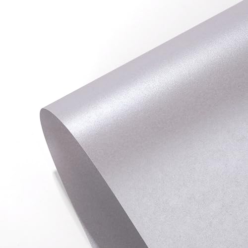 50 Blatt DIN A4 Perglanz-Papier Silber-Metallic, Bastelpapier mit Perlmutt-Schimmer, 120 g/m²