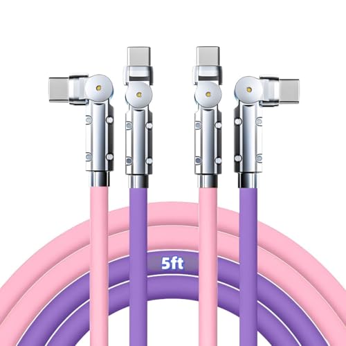 Image of USB-C to USB-C Cable 2 Pack 5ft 180Rotating Charger Cord Type C Chubby Silicone USB C to C Cable Type C Fast Charging Cord for iPhone 17 16 15 Samsung Galaxy S26 S25 S24 S23 S22,Laptops