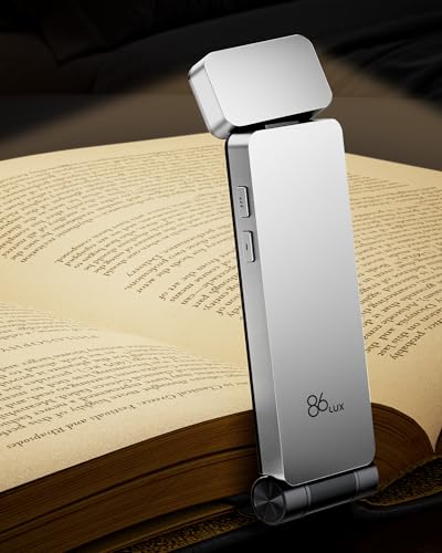 86lux Book Light, Rechargeable Clip-On LED Reading Light for Bed