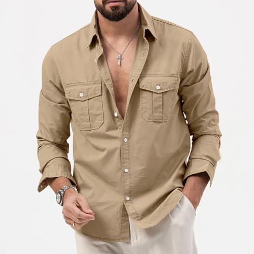 Camisa casual con botones de manga larga Wolong resistente para trabajo 2
