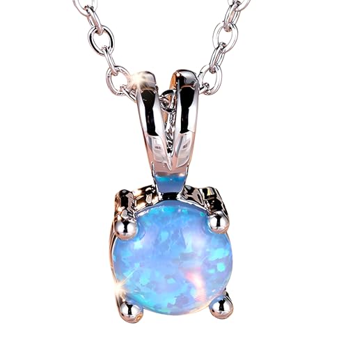 Collier opale bleue pour femme en argent | Bijou vintage délicat et raffiné
