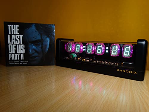 Chronix Nixie Clock With 6 Iv22 Vfd Tubes, Remote Control, Black Mat Case, Rgb Led, Alarm #TOP6