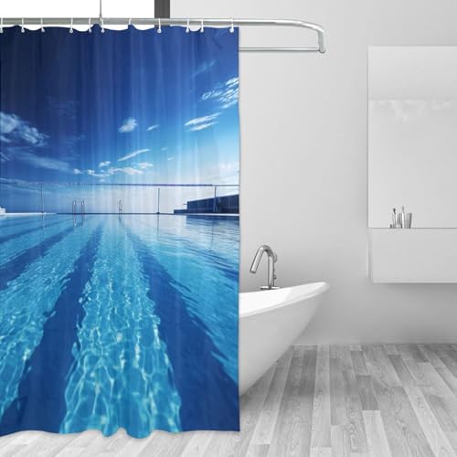 Rideau de douche imperméable robuste de qualité supérieure avec œillets renforcés bleu