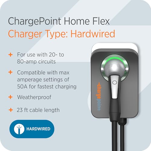 ChargePoint HomeFlex Level 2 EV Charger, Hardwired NACS Charging Station – Tesla Compatible, Fast Charge Solution for Electric Vehicles