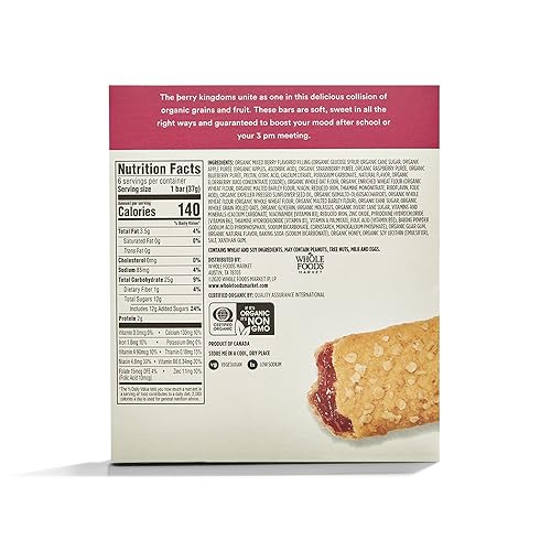 365 By Whole Foods Market 099482484323 Organic Mixed Berry Cereal Bar 6 Count thumb #1