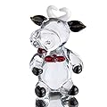 QFkris 2.5'' Blown Glass Cow Figurine Collectibles Mini Handmade Black Art Glass Farm Animal DIY Craft Ornament Home Decor