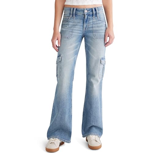 AEROPOSTALE Women's Flare Mid-Rise Cargo Jean