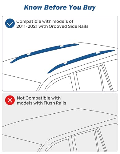 Image of JOYTUTUS Upgraded Roof Rack Cross Bars Compatible with Jeep Grand Cherokee 2011-2021 with Grooved Side Rails, Aluminum Crossbars Replacement for Rooftop Cargo Carrier Kayak Bike Snowboard