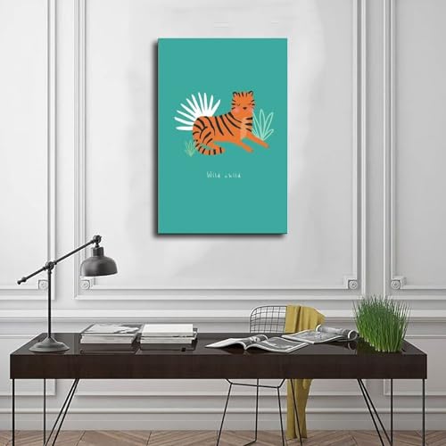 Leinwand-Poster, Motiv: Kleiner Tiger, Wildkind, Wandkunst, Dekor, Bild, Gemälde für Wohnzimmer, Schlafzimmer, Dekoration, 20 x 30 cm
