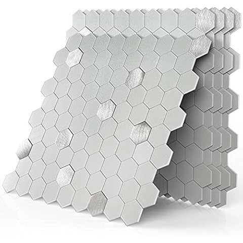 BeNice Stick on Tiles Stickers for Kitchen,Self Adhesive Wall Tiles Bathroom Backsplash Hexagon Waterproof(5sheets, Gray) Cover